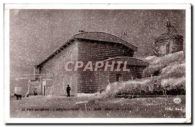 Le Puy-de-Dôme — L'osservatorio e la torre sotto la neve — Cliché Boret