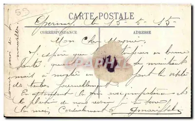 Bilhete postal antigo Guerra Clermont na Argônia As Ruínas do Village completamente destruído e incêndio Ruins of the Village — Verso