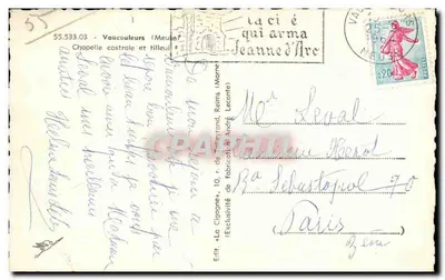 Capela de Vaucouleurs — Meuse — editada por La Cigogne — Verso