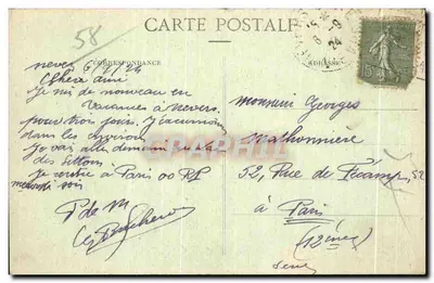 La Loire w NEVERS — widok rzeki z kilkoma osobami — F. R. n° 108 — Rewers