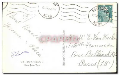 Place Jean Bart — Dunkerque — wydawnictwo GORLIER, seria 22 — Rewers