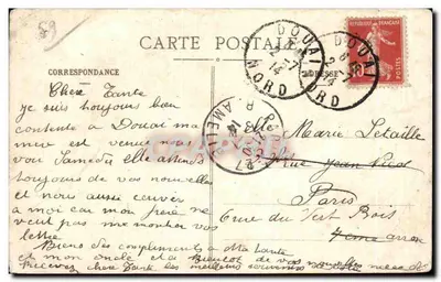 Douai - Praça do Barlet — vista da esplanada arborizada com balaustrada e piso de pedra — E.D. n°15 — Verso