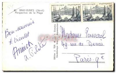 Bilhete postal semimoderno Bray Dunes (Nord) Perspectiva da Praia — Verso