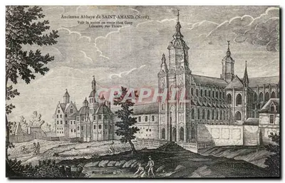 Antiga Abadia de Saint-Amand (Norte) — gravura histórica — Gouy, livreiro em Thiers
