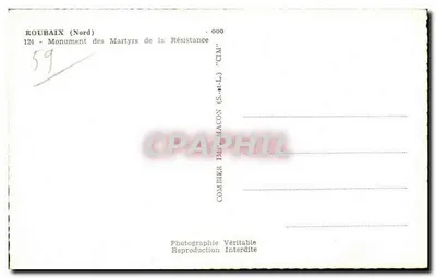 Roubaix — Pomnik Martyrów Oporu — Combier Imprimeur — Rewers