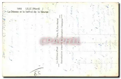 Bóstwo i dzwonnica Giełdy — Lille (Północ) — Éditions d'Art — Rewers