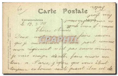 Compiègne po bombardowaniu — PlacHôtel-de-Ville — Lambert, wyd. — Rewers