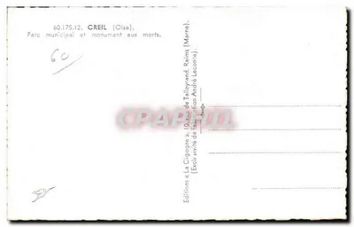 O parque municipal e monumento aos mortos em Creil — Oise — Éditions La Cigogne — Verso