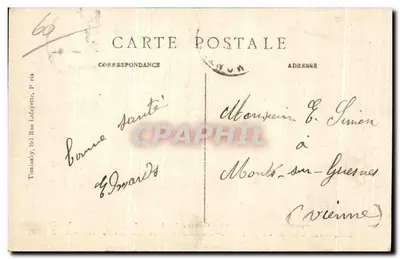 Creil — Rue Gambetta — Café chamado 'Maison Rouge' incendiado pelos Alemães — Visa 34 — Verso