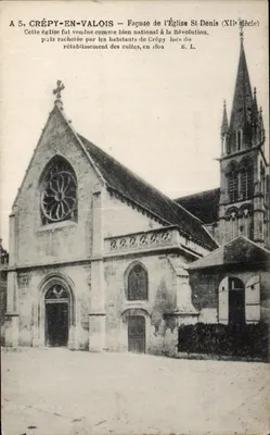 Crépy-en-Valois — Facha da Igreja de São Dionísio (século XI) — Editor E. L.