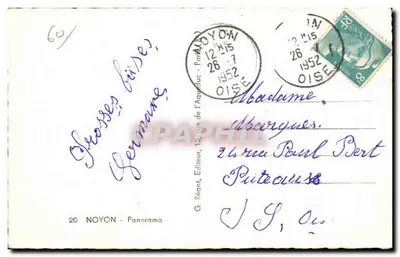 Noyon — Widok panoramiczny — G. Réant, Wydawca, n°20 — Rewers