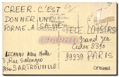 Alençon — Brzegi rzeki Sarthe — wydawca G. Réant, nr 6 — Rewers