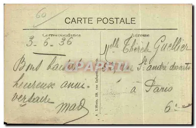 Aproximadamente de MORTFONTAINE (Oise) — Entrada do Castelo de Chaalis — Edição L. Bernard, Mortefontaine — Verso