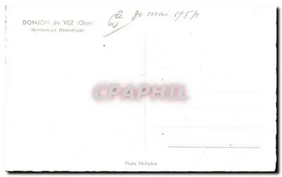 Torre de Véz — Oise — Foto Auténtica — Reverso