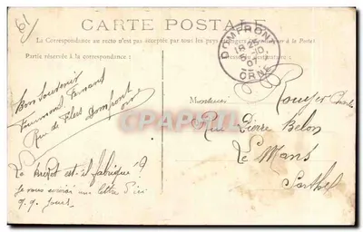 La Fosse Artour, vicino a Domfront — paesaggio con cascatella e due uomini — editore non identificato — Verso