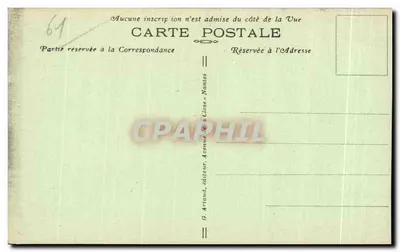 Domfront — Vista de las Tanneries y del Donjon — G. Ariand, editor — Reverso