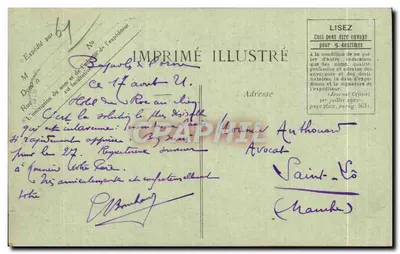 Bagnolles-de-l'Orne — Aussicht auf das Tal der Vée — Imprimé Illustré — Rückseite