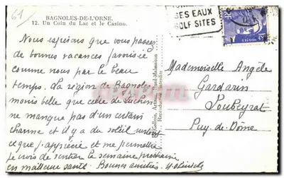 Bagnolles-de-l'Orne — Een Hoekje van het Meer en het Casino — Gallots, Artisan, Pueil-Malmaison — Achterkant