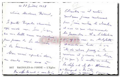 Bagnolles-de-l'Orne — De Kerk — Cie des Arts Photographiques, n°1017 — Achterkant