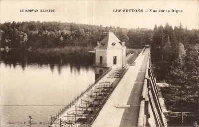 Les Settons — Vista sobre o Dique — LE MORVAN ILLUSTRÉ, cliché E. Rimet