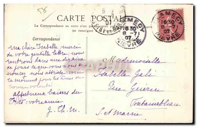 Clamecy — Ein Stück des Biefs der Mühlen — R. Gourlet, Lith. Tchien, Clamecy (Serie 45) — Rückseite