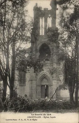 Gerbéviller - Igreja, fachada após a Guerra de 1914 — Lunéville-Photo, P. R., n°13