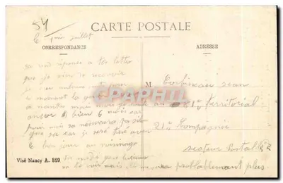 Gerbéviller — bombardeado pelos alemães — La Maçon, n° 844, Nancy — Verso