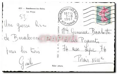 Bourbonne-les-Bains — La Plage — Foto Real — Verso