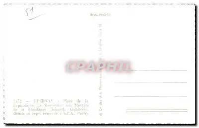 Epernay - Plaza de la República — Monumento a los Mártires de la Resistencia — editor Cap — Reverso
