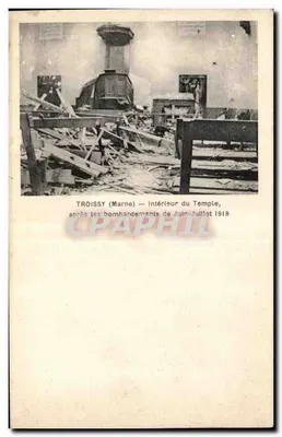 Troissy (Marne) — Interior do Templo após os bombardeios de Junho-Julho 1918