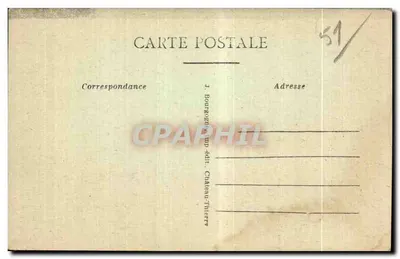 Entrada de CHATILLON-sur-MARNE — vista da rua com estátua sobre colina — Ed. Plessat — Verso