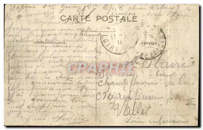 Reuves (Marne) — Igreja destruída em 1914, torre sineira milagrosamente intacta — J. Rouggon, editor — Verso