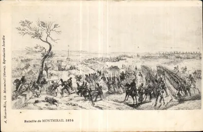 Bilhete postal antigo Batalha de Montmirail Militaria Napoleônica