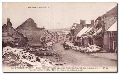 Fismes (Marne) - Faubourg de Vesle após o bombardeio alemão — Marcel Duboeaux, n°45
