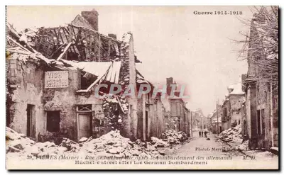 Fismes (Marne) - Rue de la Huchelle após o bombardeio alemão — Photol. Marcel Bichot, M. D.