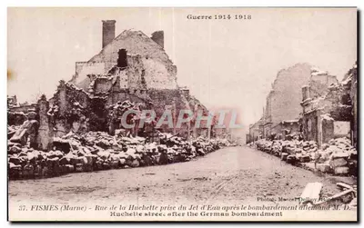 Fismes (Marne) - Rue de la Huchette após bombardeio alemão 1914-1918 — Fot. Marcel Delhoy, Bordeaux