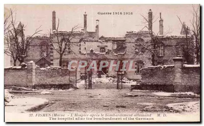 Fismes (Marne) — O Asilo após o bombardeio alemão — M. D. / Pauline Marcel, Bordeaux