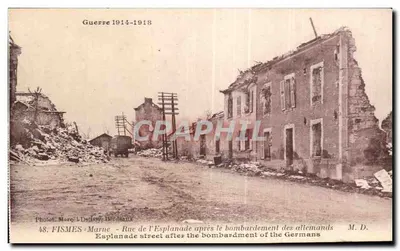 Fismes - Rue de l'Esplanade após o bombardeio alemão — Guerra 1914-1918 — Fot. Marcel Delroy, Bordeaux
