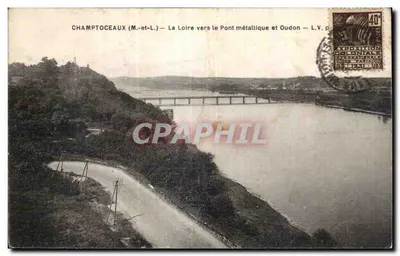 Champtoceaux (M.-et-L.) — La Loire vers le Pont métallique et Oudon — éditeur Phototypie Maurice Girrillien