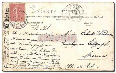 Angers — Hotel Pincé — Staerck Paris — Verso