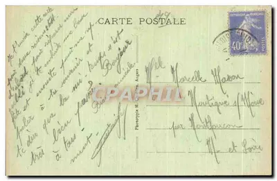 Les Rostiers (M.-et-L.) — A Igreja e a Estátua de Jeanne de Laval — L. V., fot. — Verso