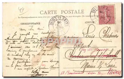 Château de la Douve — vue du château à Bourg-d'Iré — éditeur Gaumer, bijoutier, Segré — Verso