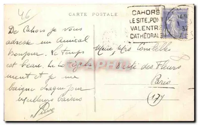 Most Valentré w Cahors — rekonstrukcja historyczna — fototypia Hecks, Cahors — Rewers