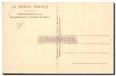 Rocamadour (Lot) — ogólne widok z drogi z Cahors — Les Editions d'Art VON, Paryż — Rewers