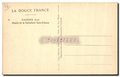 Cahors (Lot) — Absyda katedry Świętego Etienne — Wydawnictwo Sztuki 'Vivon', Paryż — Rewers