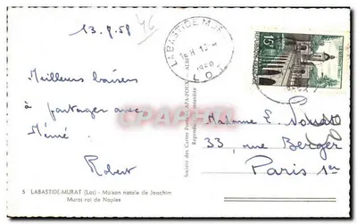 Casa natal de Joachim Murat — Labastide-Murat (Lot) — editada pela APA — Verso