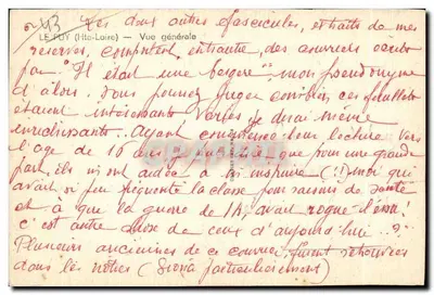 Le Puy (Haute-Loire) — Vista geral — editor desconhecido, n° de série não visível — Verso