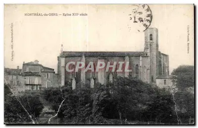Bilhete postal antigo Montreal do Gers Igreja Século XIII