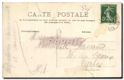 Bilhete postal antigo Montreal do Gers Igreja Século XIII — Verso