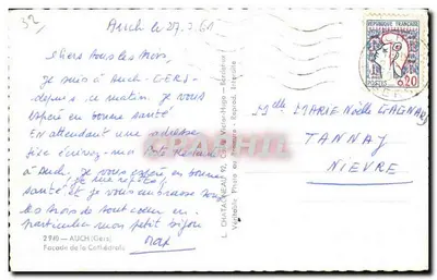 Auch — Façada katedry — L. Chataigneau, Reprodukcja zabroniona — Rewers
